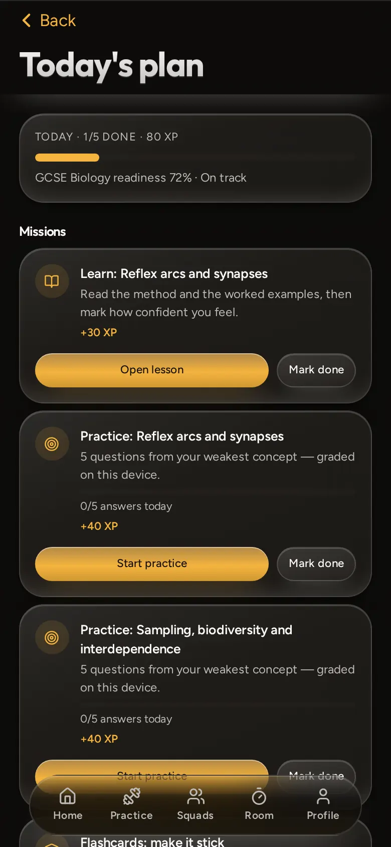 Studiyum daily plan with missions